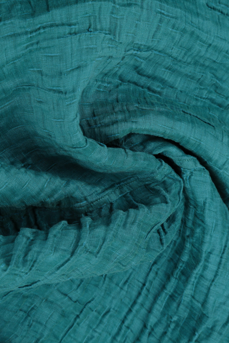 Short Crinkled Turquoise Silk Jacket 5