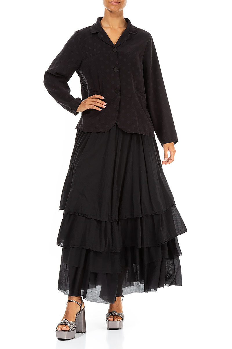 Short Dotty Black Silk Jacket 4