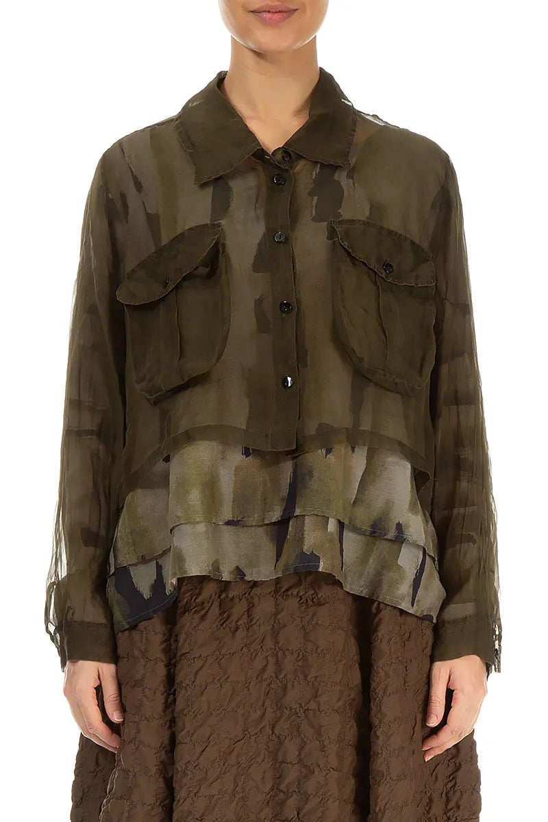 Short Forest Mist Silk Chiffon Jacket 1