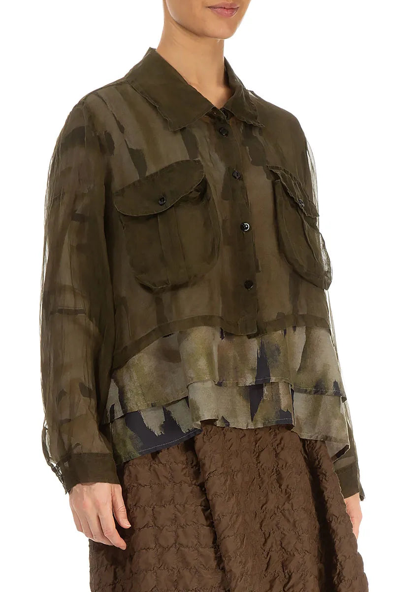 Short Forest Mist Silk Chiffon Jacket 3