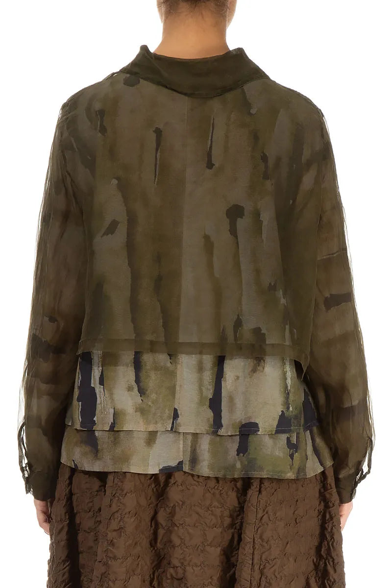 Short Forest Mist Silk Chiffon Jacket 2