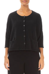 Short Loose Black Wool Cardigan 1