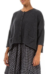 Short Loose Dark Grey Wool Cardigan 3