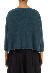 Short Loose Teal Wool Cardigan 2
