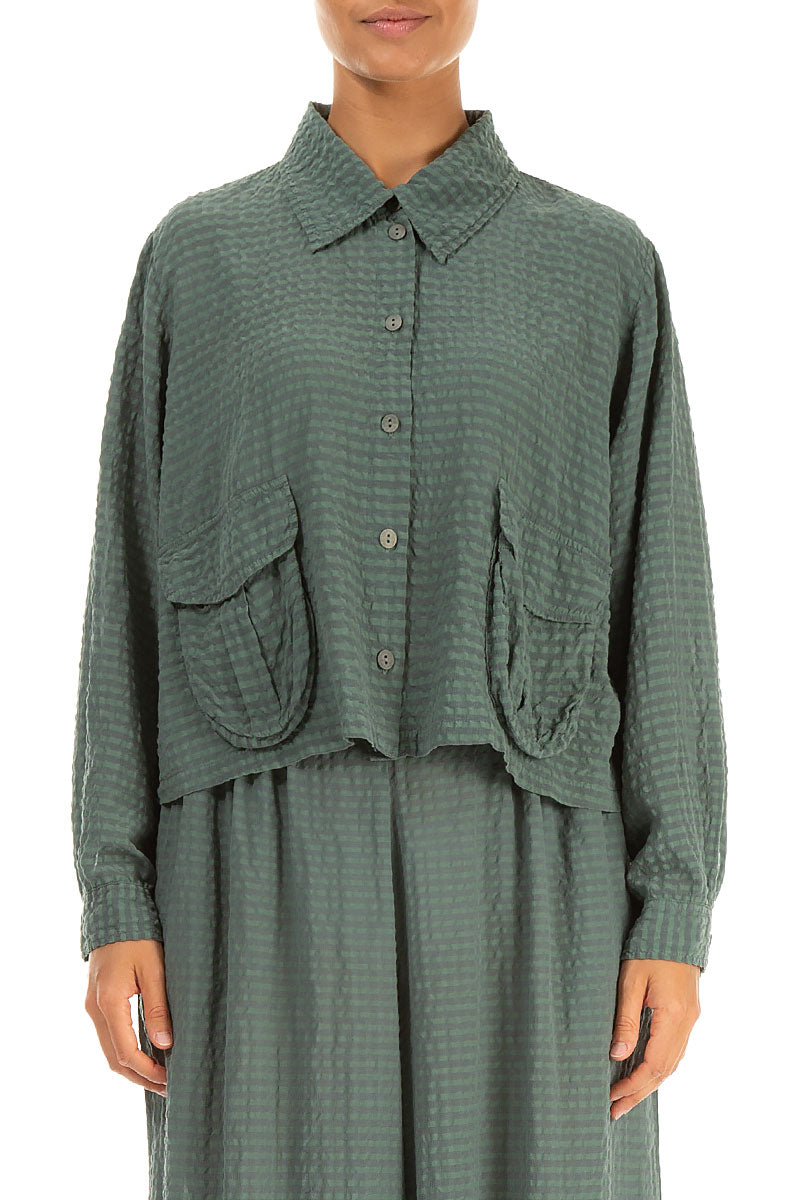 Short Sage Textured Silk Jacket 2