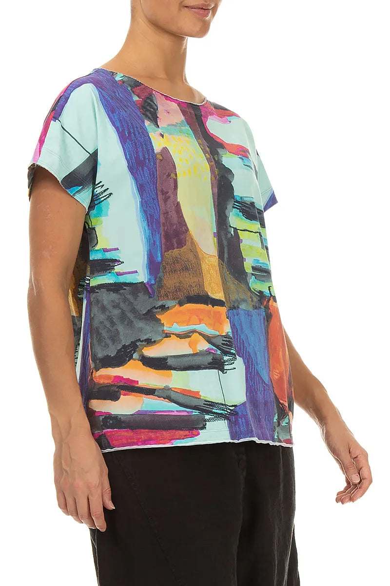 Short Sleeves Abstract Cotton Top 3