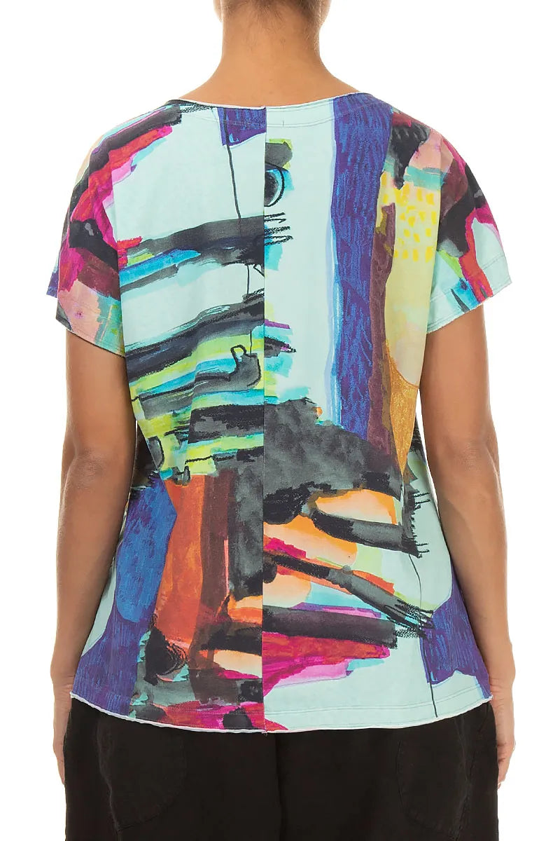 Short Sleeves Abstract Cotton Top 2