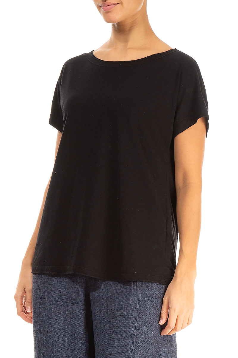 Short Sleeves Black Cotton Top 3