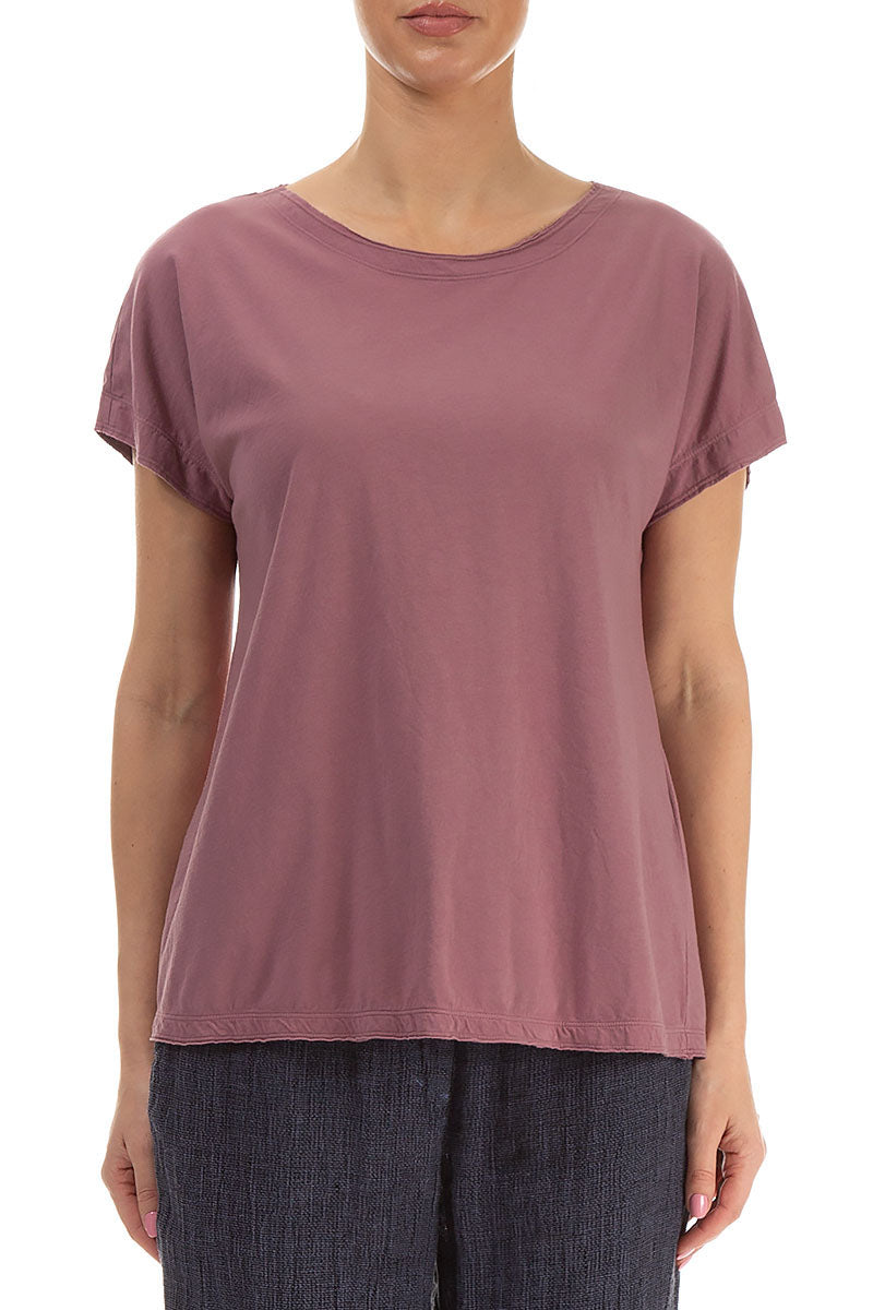 Short Sleeves Mauve Taupe Cotton Top 1