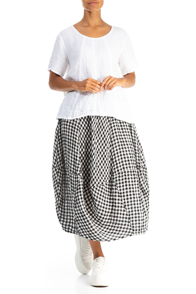 Short Sleeves Textured White Linen Blouse 4