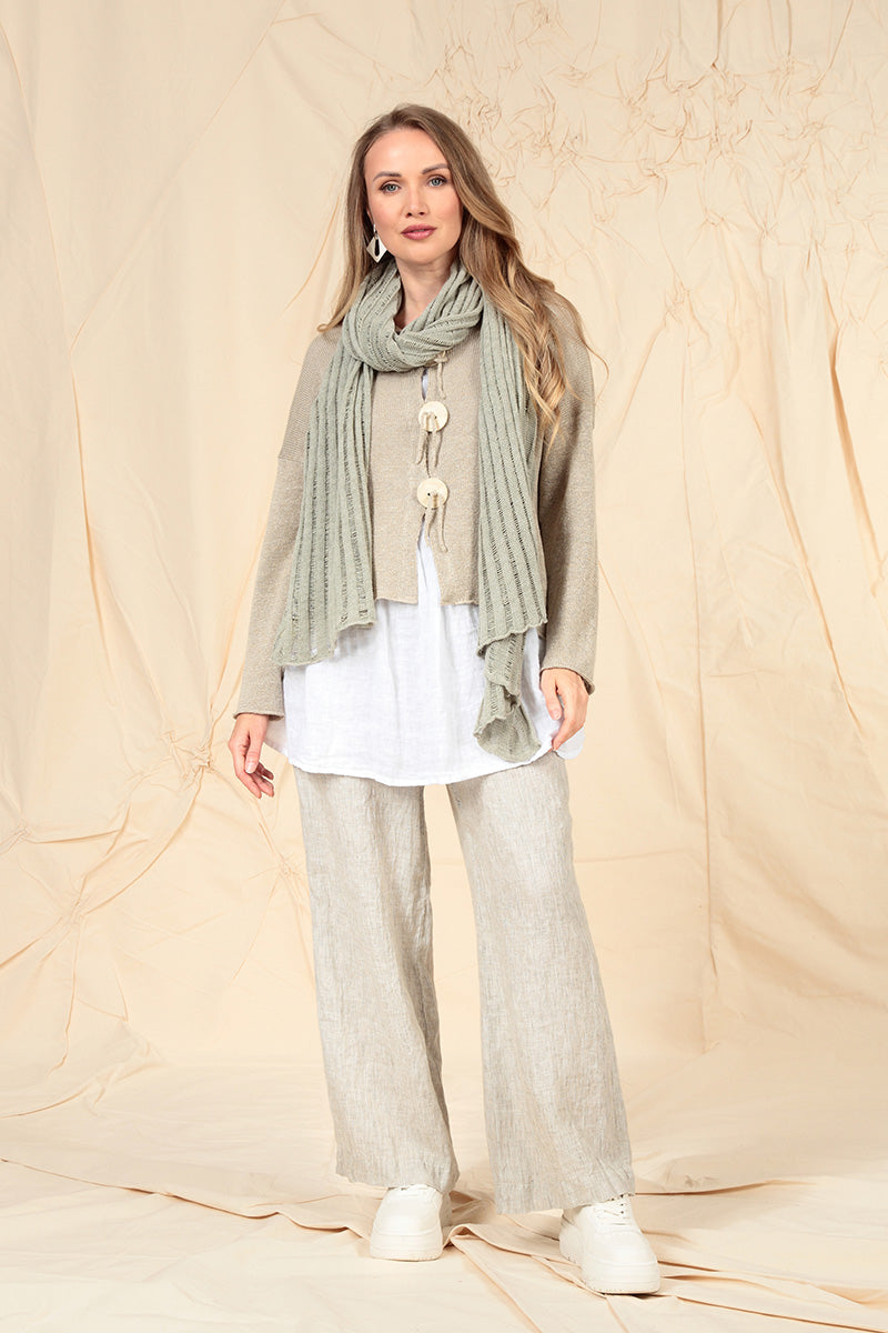 Short Sleeves White Gauze Linen Top 6