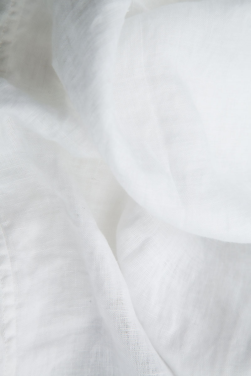 Short Sleeves White Gauze Linen Top 5