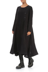 Side Buttons Vintage Violet Mélange Linen Dress 3