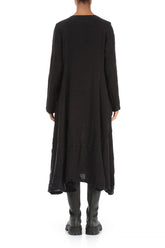 Side Buttons Vintage Violet Mélange Linen Dress 2