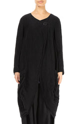 Side Closure Waves Black Silk Jacket 1