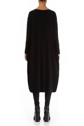 Side Drop Black Cotton Dress 2