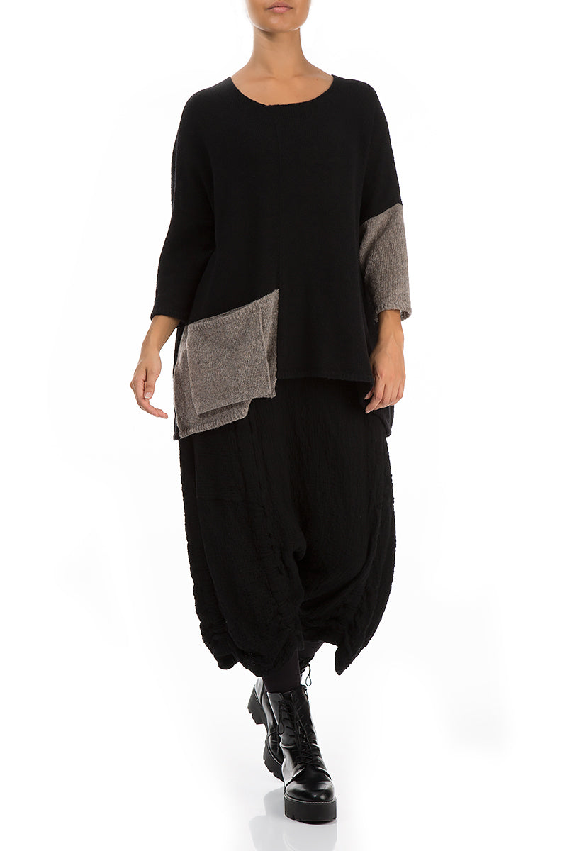 Side Pocket Black & Light Brown Sweater 5