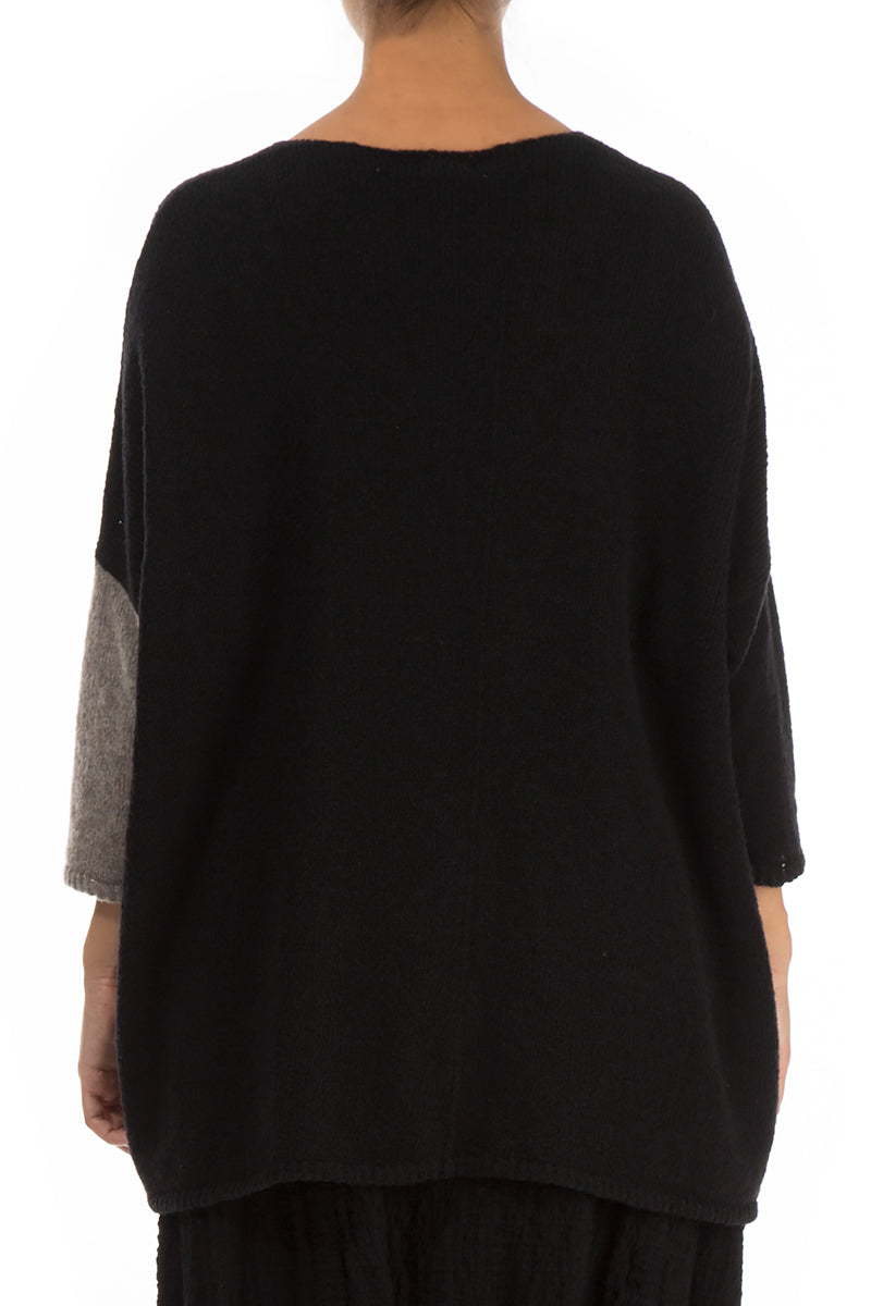 Side Pocket Black & Light Brown Sweater 2