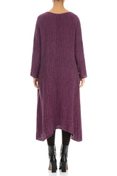 Side Pocket Crinkled Dark Magenta Silk Dress 2