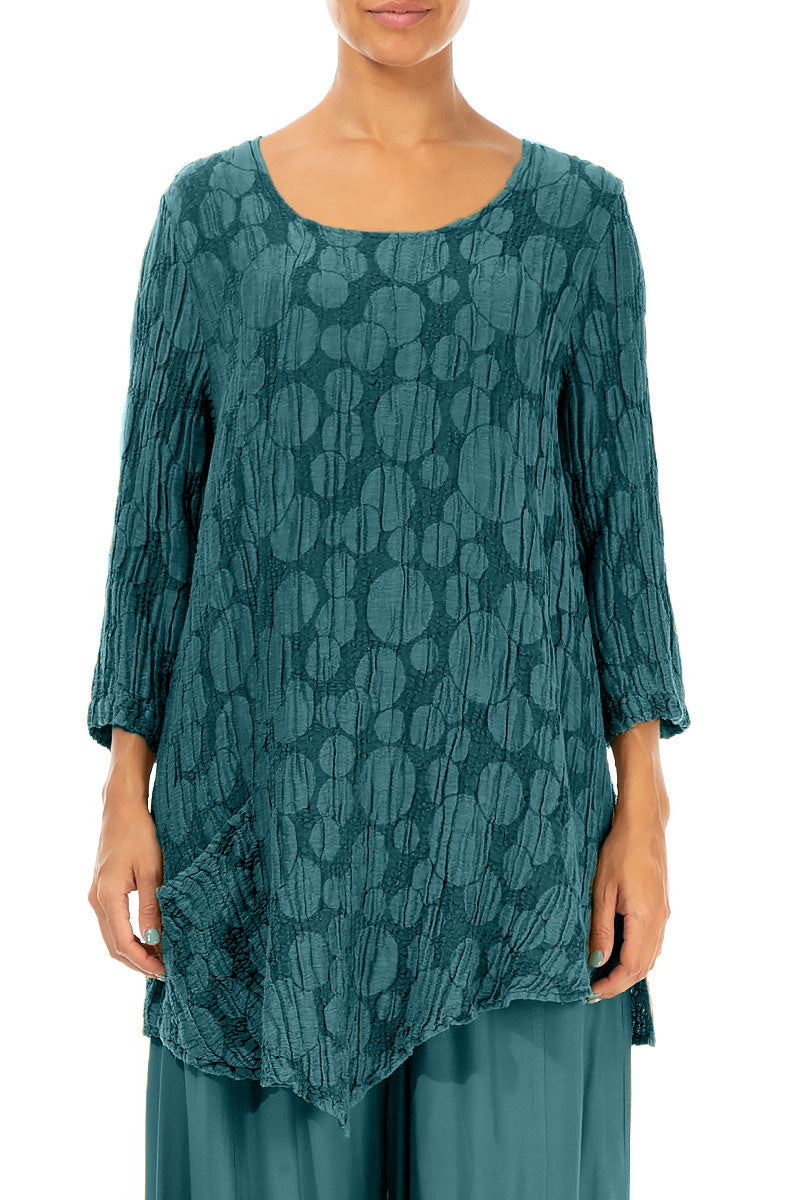 Side Pocket Peacock Circle Silk Linen Tunic 1