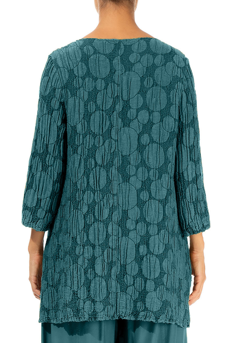 Side Pocket Peacock Circle Silk Linen Tunic 2