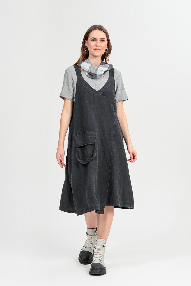 pinafore dress linen Dress, Black Linen Sundress Small batch Shown with our dusty teal linen coat Linen Maxi Pinafore Dress Fiona