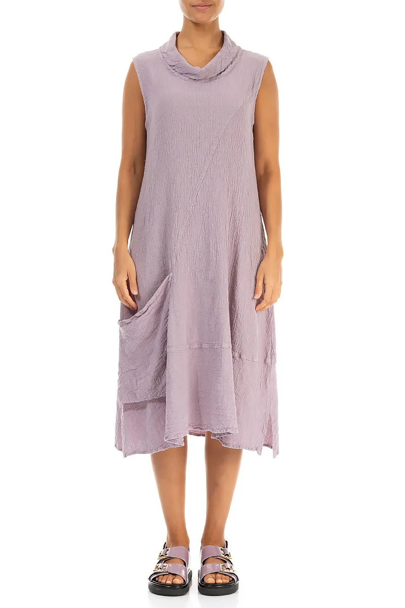 Side Pocket Lilac Linen Viscose Dress 1