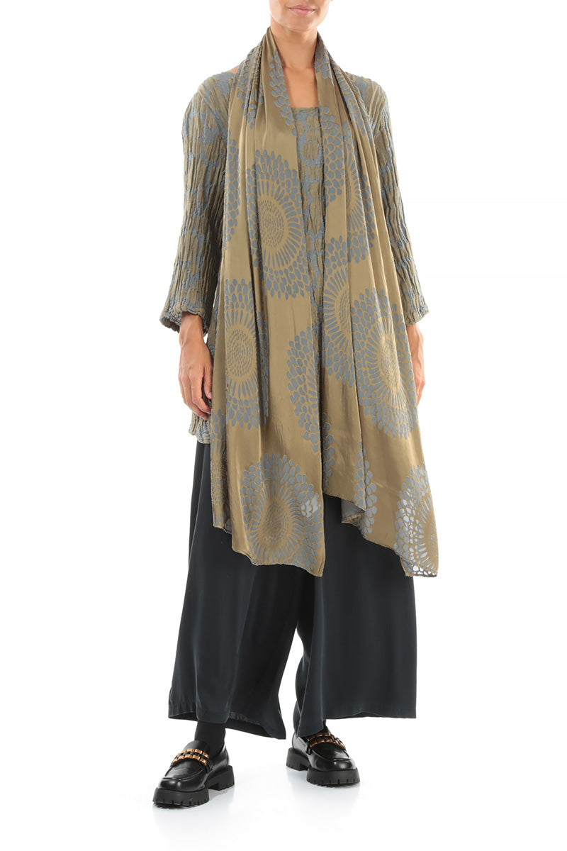 Side Pocket Silver Sage Circle Silk Linen Tunic 5