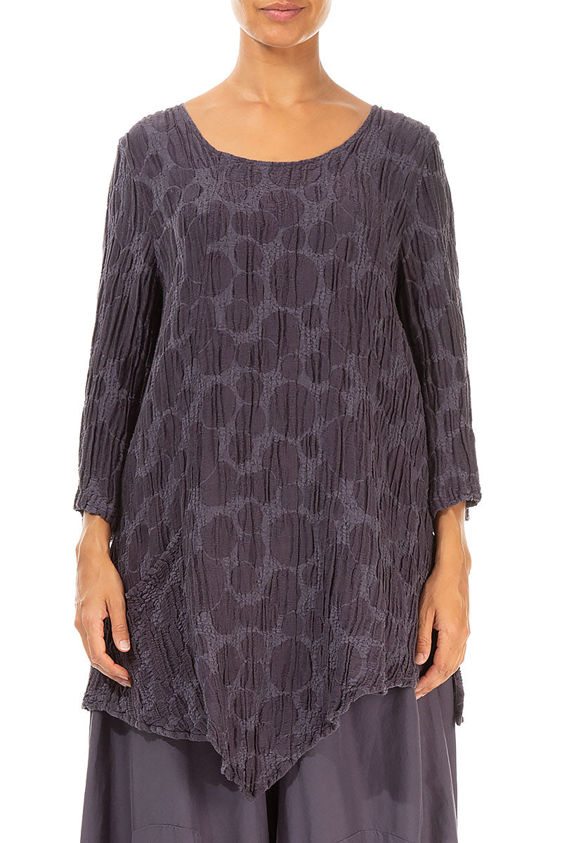 Side Pocket Vintage Violet Circle Silk Linen Tunic 1