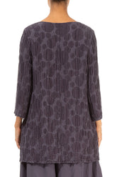 Side Pocket Vintage Violet Circle Silk Linen Tunic 2