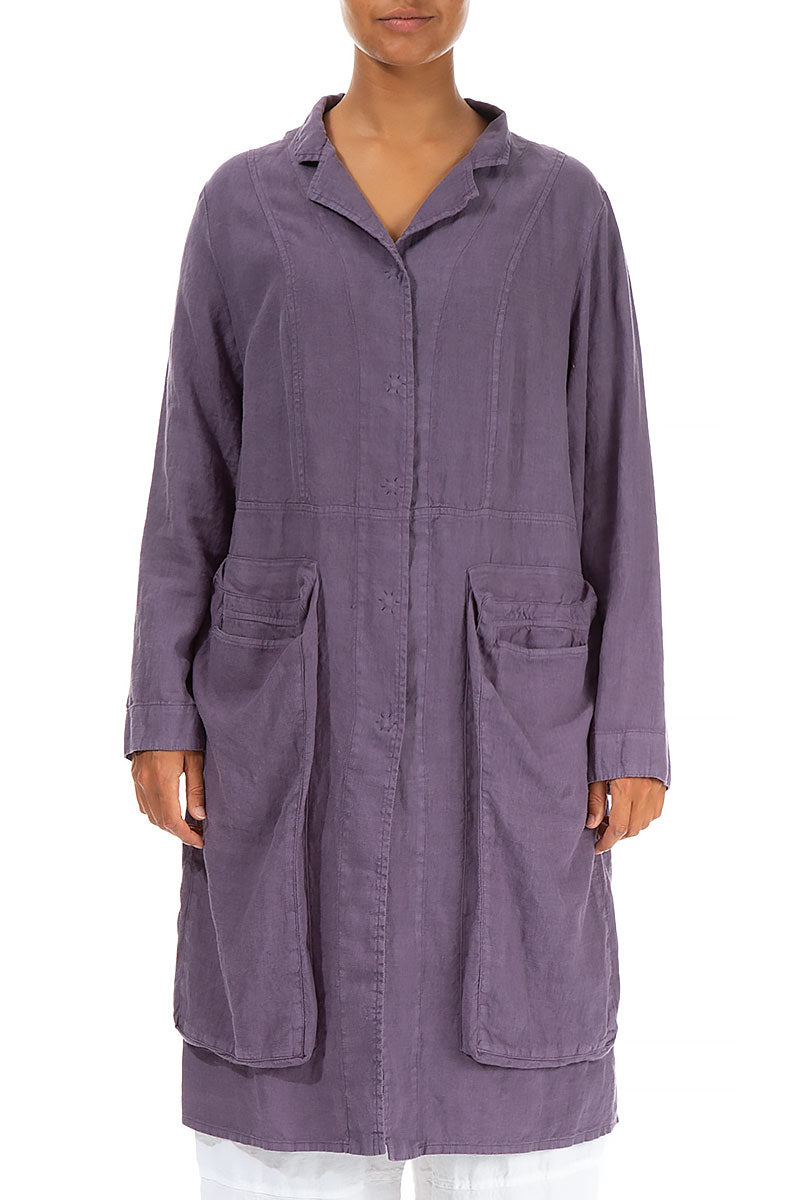 Side Pockets Amethyst Linen Jacket 1