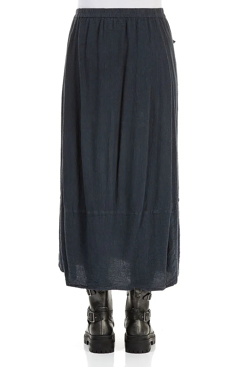 Side Pockets Charcoal Linen Viscose Skirt 2