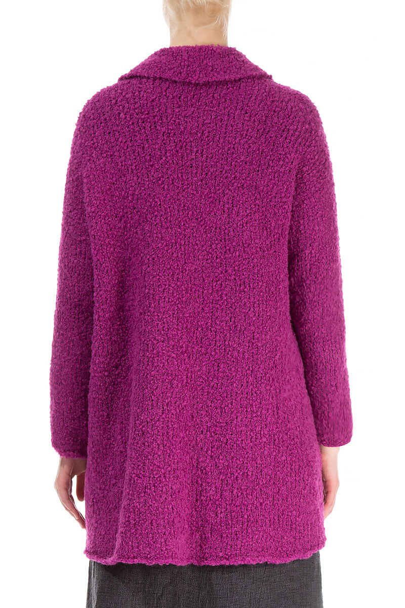 Side Pockets Royal Fuchsia Alpaca Wool Cardigan 2