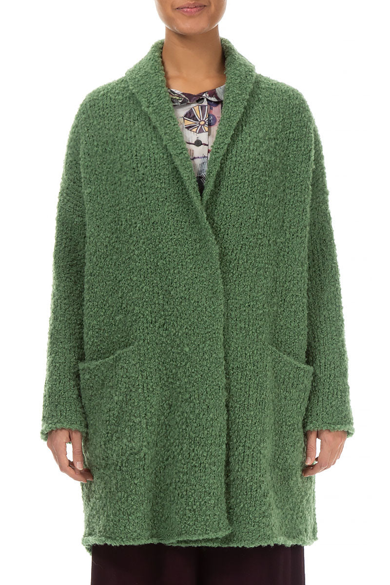 Side Pockets Sage Green Alpaca Wool Cardigan 1