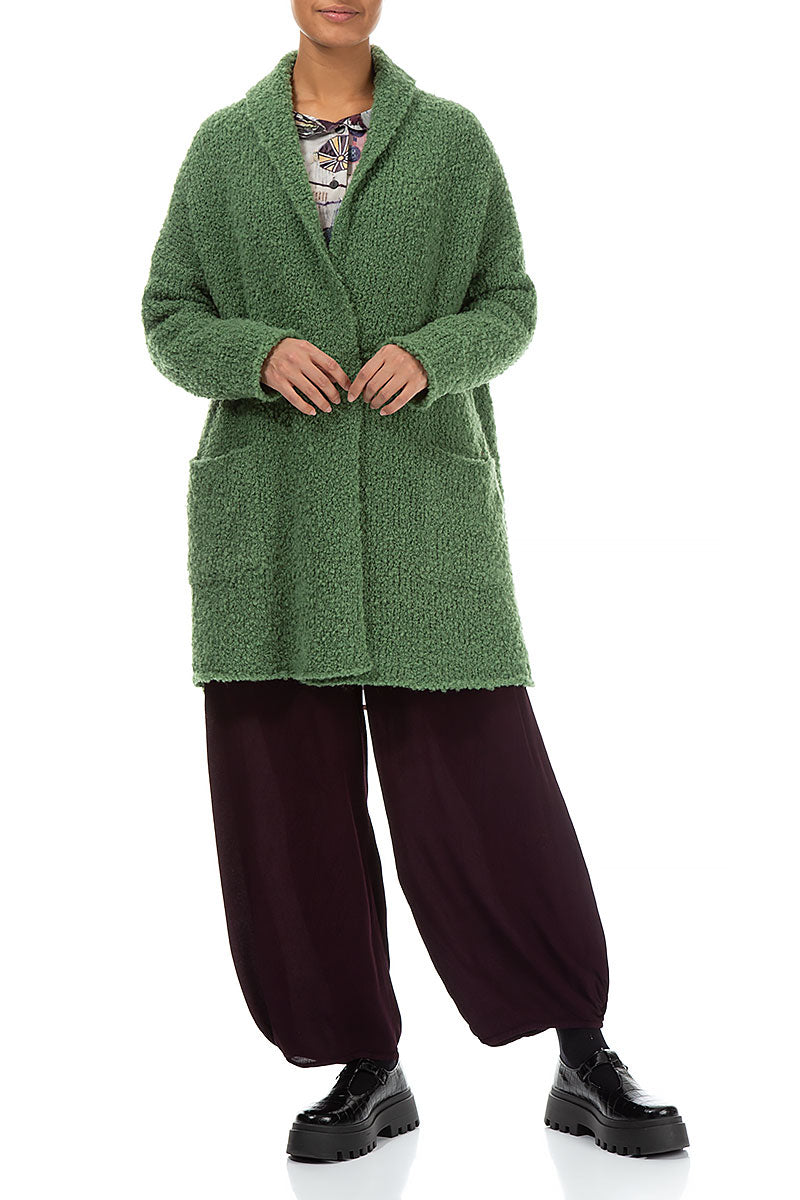 Side Pockets Sage Green Alpaca Wool Cardigan 4