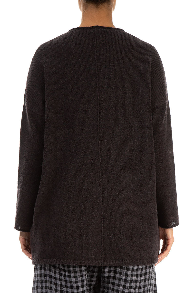 Side Split Chocolate Wool Sweater 2