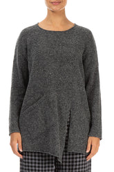 Side Split Grey Wool Sweater 1