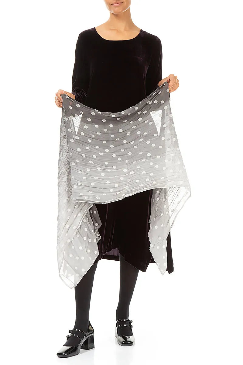 Silver Light Dotty Ombré Silk Scarf 4