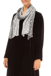 Silver Light Dotty Ombré Silk Scarf 3