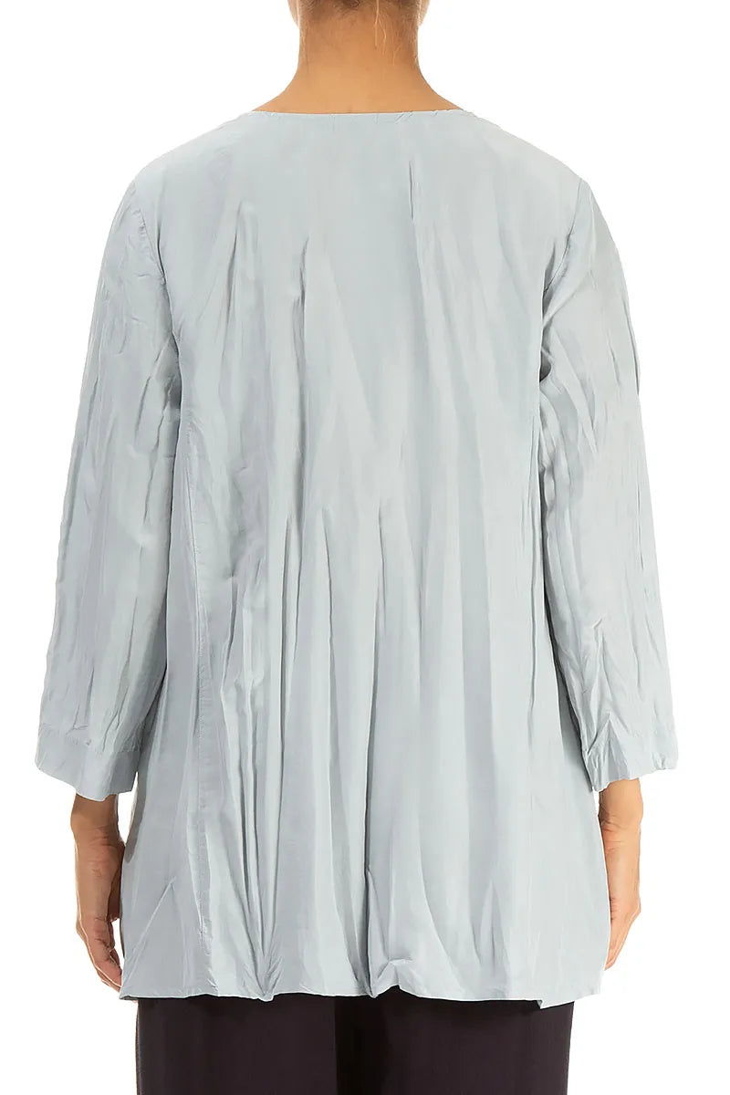 Silver Grey Crumpled Pure Silk Tunic 2