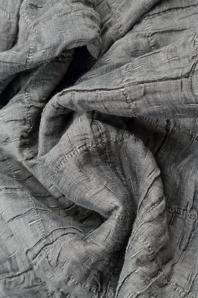 Silver Pleated Silk Linen Blouse 5