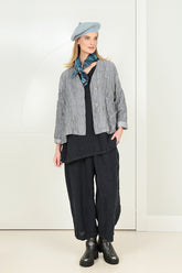 Silver Pleated Silk Linen Jacket 6