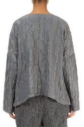 Silver Pleated Silk Linen Jacket 2