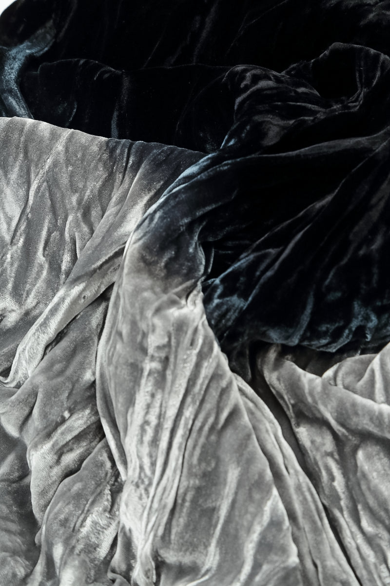 Silver Silk Velvet Ombré Shift Dress