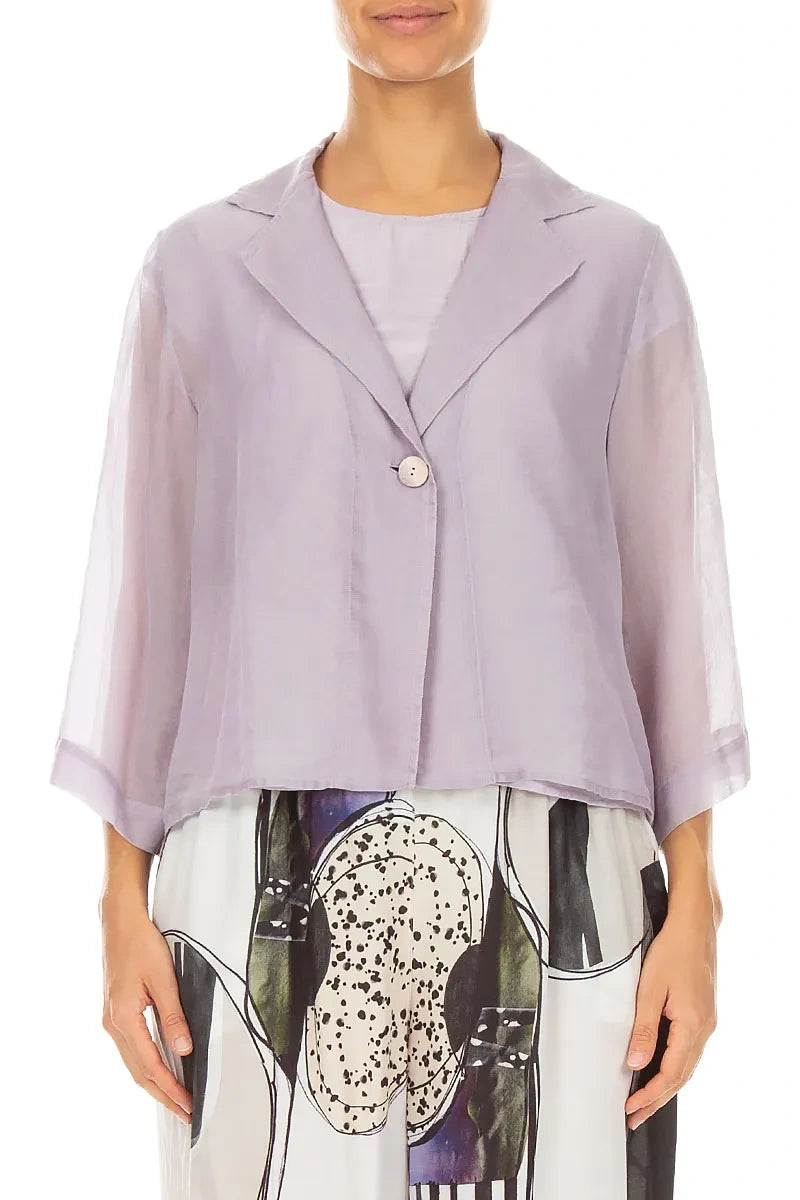 Single Button Lilac Silk Cotton Blazer Jacket