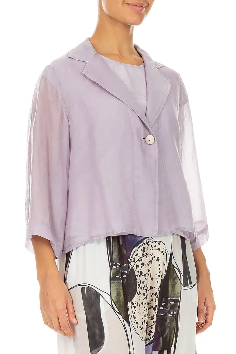Single Button Lilac Silk Cotton Blazer Jacket