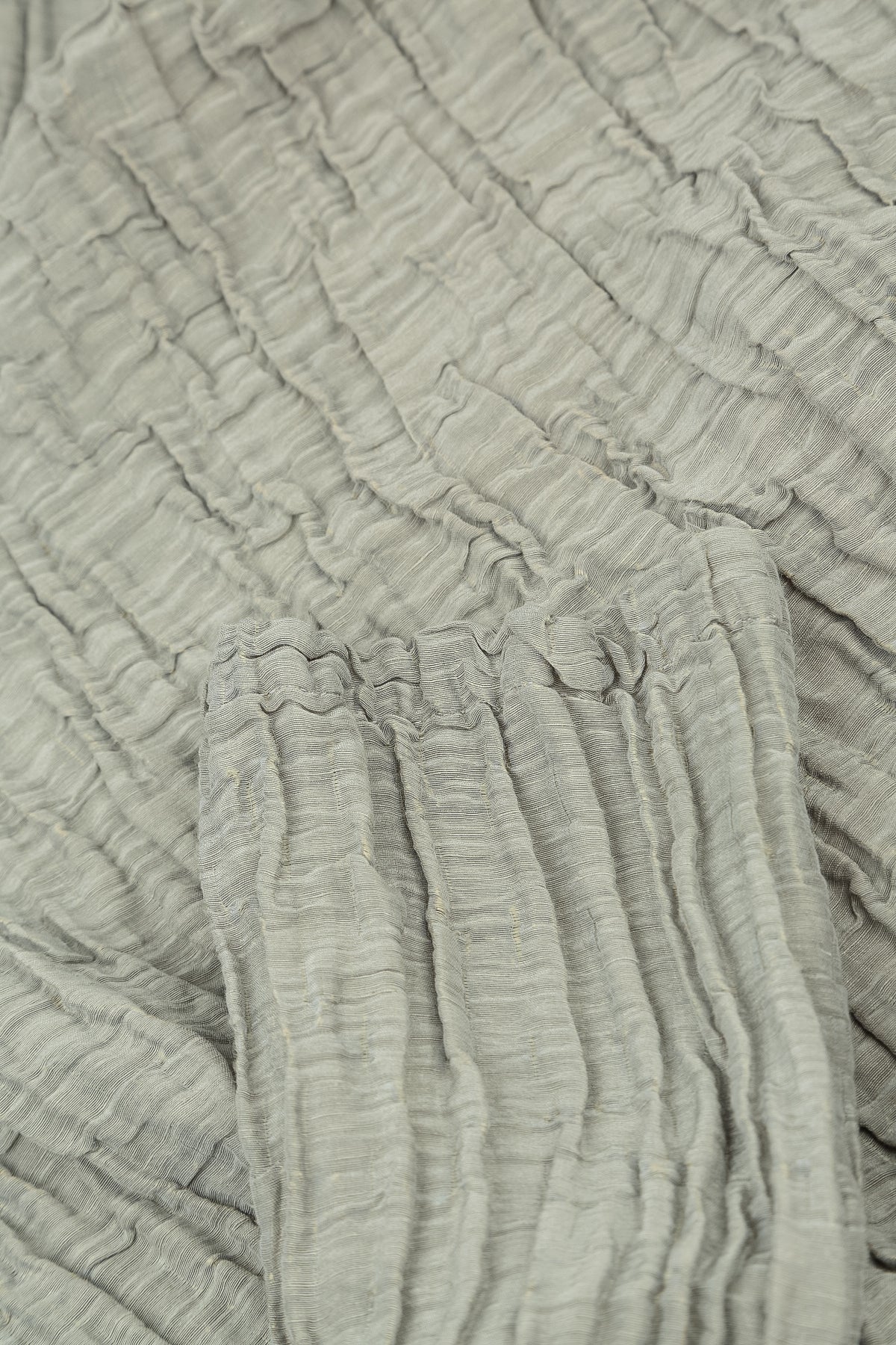 Single Button Olive Grey Crinkled Silk Linen Jacket 6