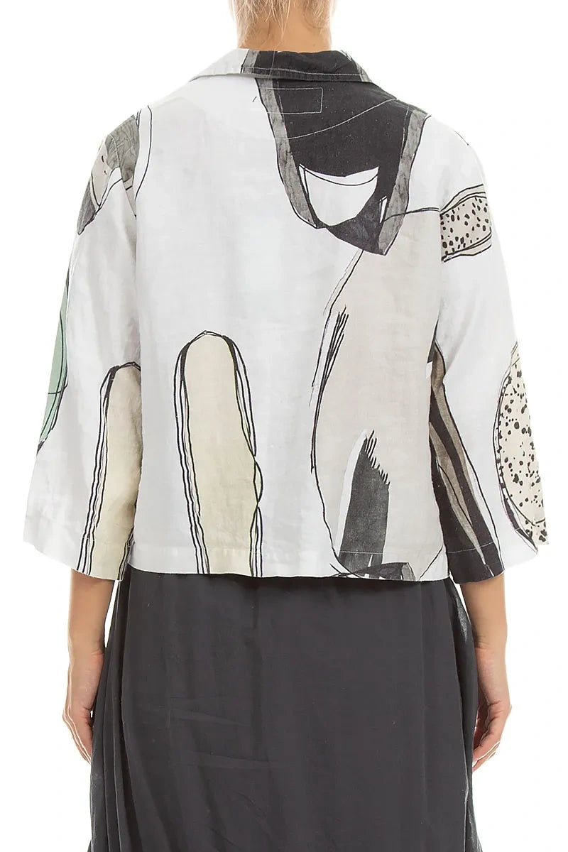 Single Button Tumbled Stone Linen Blazer Jacket 2