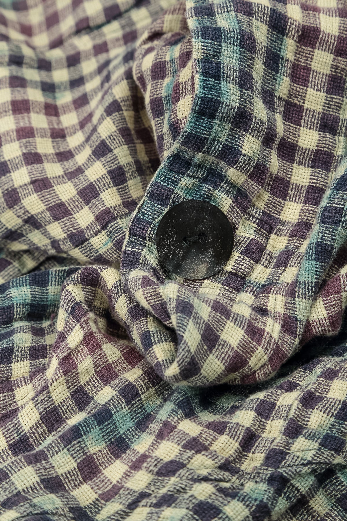 Single Button Vintage Check Linen Jacket