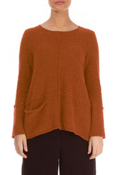 Single Pocket Burnt Orange Wool Sweater 1